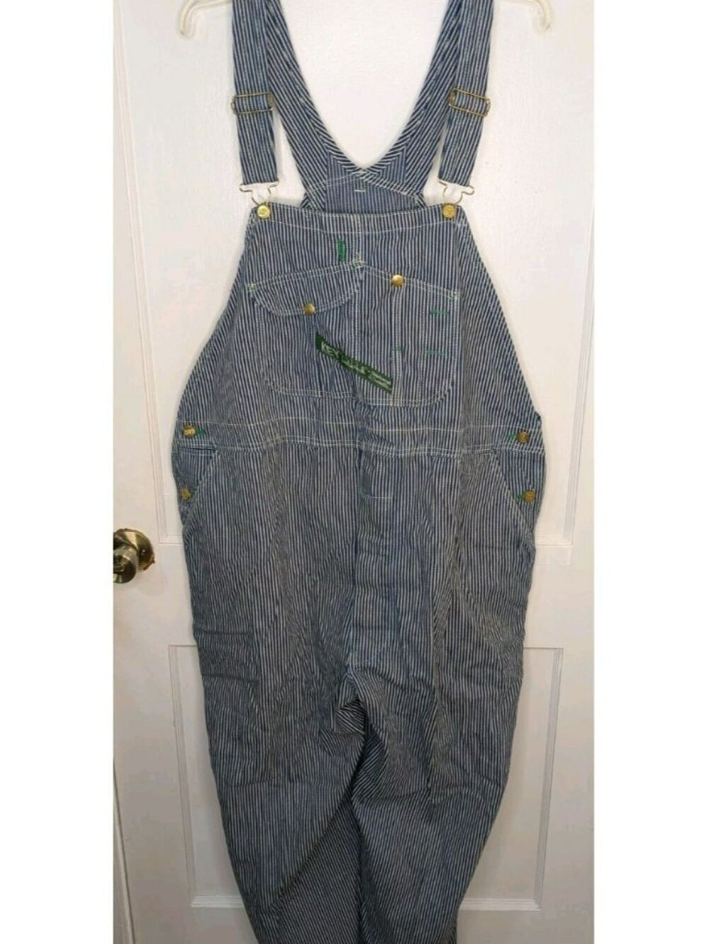 Key Imperial Hickory Stripe Denim Bib Overalls Sz 48x30 Vintage Workwear